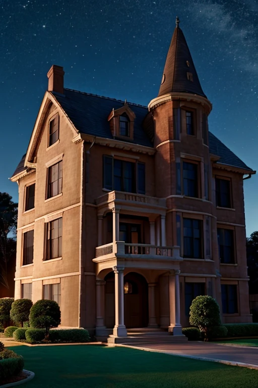an old mansion at night