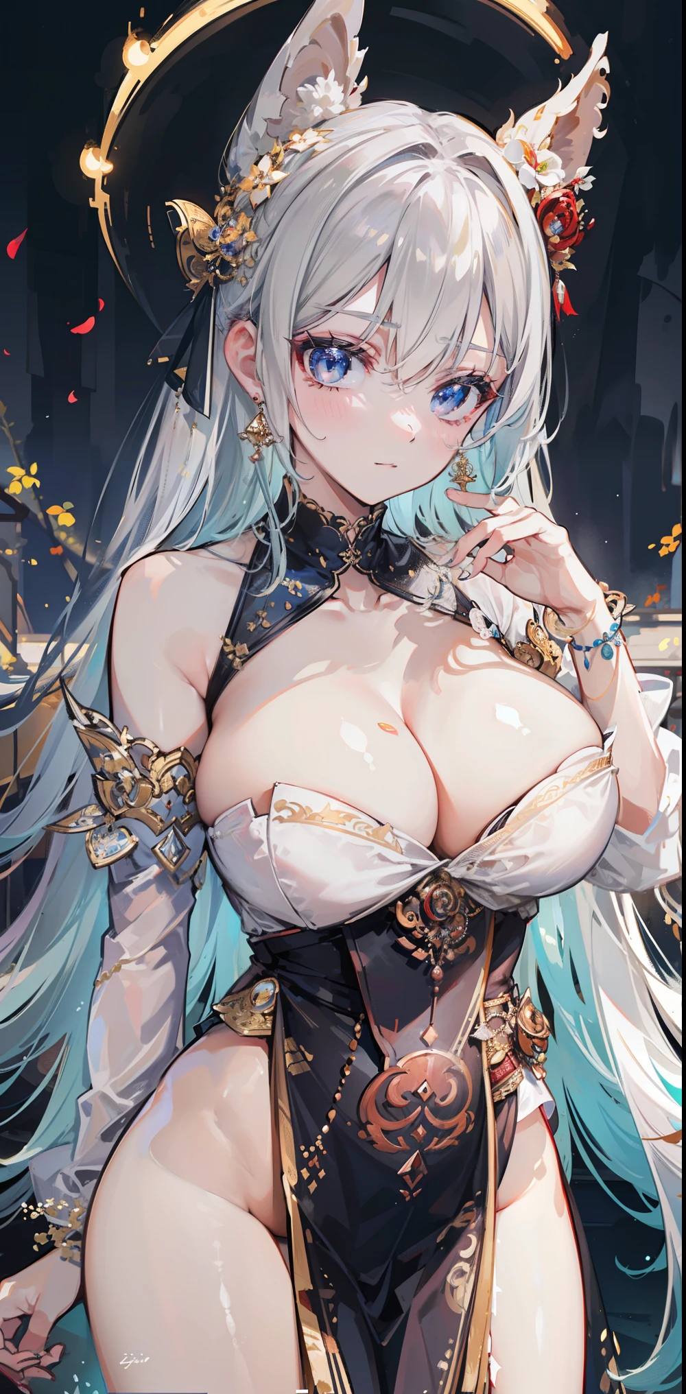 Well structured,Best build quality ,masterpiece, lamp, very beautiful, Very detailed ,CG ,Yin ,8k wallpaper, Amazing cleavage, Detailed pubic hair, masterpiece,best quality,Official Art,Extremely detailed CG-8k wallpaper,Ridiculous resources, absolutely ridiculous., Very large file size. , very good, high resolution, Very detailed,Delicate and beautiful girl, ดวงตาและใบหน้าที่มีรายvery good, beautiful eyes,There'The light on the face.,1 sister, (Shen He\Genshin Impact), (Exaggerated), (((white hair))), (Single Braid), Long hair, (blue eyes), ((His long bangs cover one eye.)), (((Hair in one eye))), (((The bangs cover the right eye))), ((decorate)), ((Tassel Earrings)), (((Detailed description of the arm.))), (((Awesome Error)), ((Slender body)), (), ((Plum)), (Detailed description of hair), (Shoulder), ((clavicle)), ((Shoulderเกรียน)), (radiant skin), (Detailed description of the face), (Detailed explanation of metaphysics), (Clear and bright skin), no competitors, (Extreme beauty), (Red lipstick), (Shy ), ( Smile), , ((collect petals), ((Long sleeve)), ((Large bras)), Thin Line, breakthrough, ( in this matter#39;Hot springs for spectators)), , ((Any location is fine.)), (sit down and soak in the water.)), ((There is a lot of water in the body.))