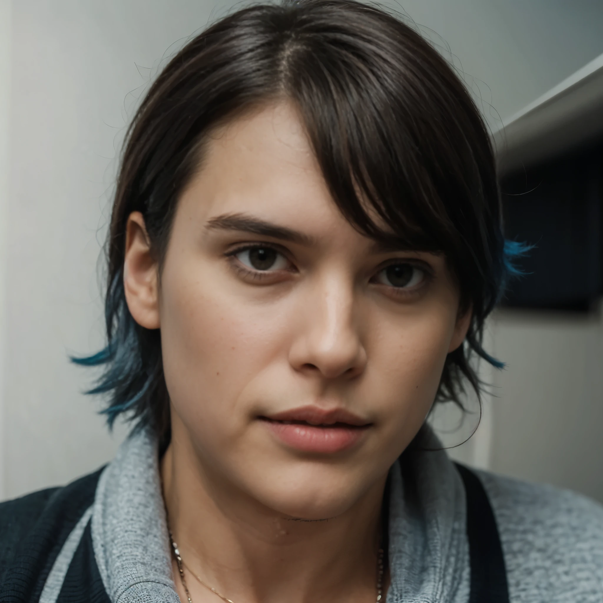 Png branco com cabelo azul masculino