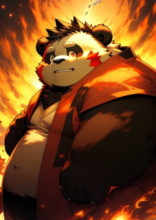Drencheds style Naruto Shippuden style Chubby fat panda furry art anime photo make it colourful