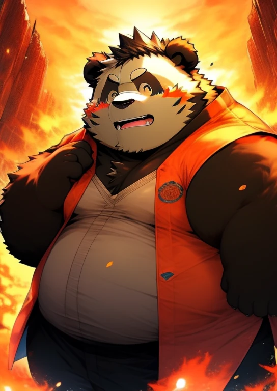 Drencheds style Naruto Shippuden style Chubby fat panda furry art anime photo make it colourful