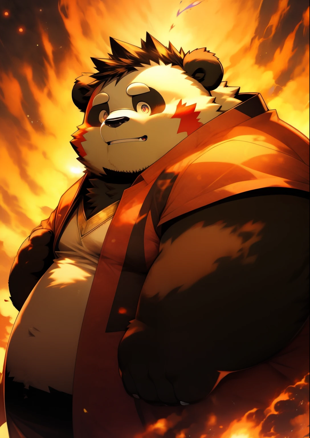 Drencheds style Naruto Shippuden style Chubby fat panda furry art anime photo make it colourful