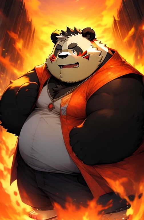 Drencheds style Naruto Shippuden style Chubby fat panda furry art anime photo make it colourful