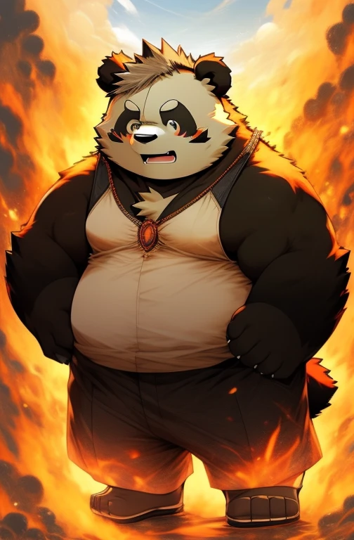 Drencheds style Naruto Shippuden style Chubby fat panda furry art anime photo make it colourful