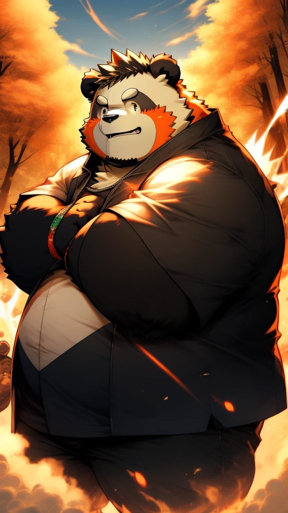 Drencheds style Naruto Shippuden style Chubby fat panda furry art anime photo make it colourful