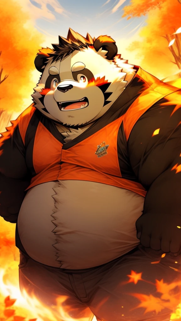 Drencheds style Naruto Shippuden style Chubby fat panda furry art anime photo make it colourful