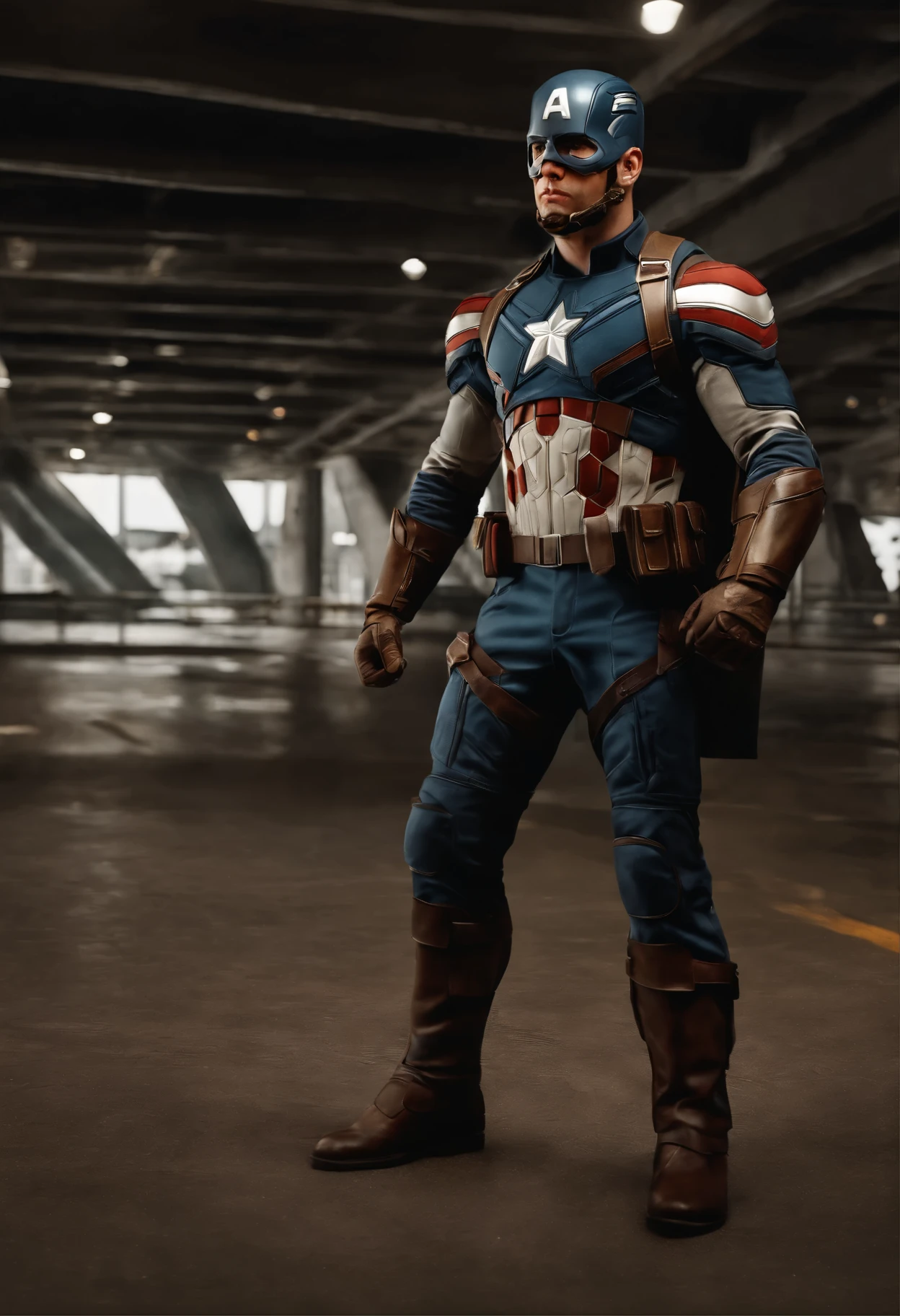 full body photo of Captain America in white and gold armor style suit, without mask, capa branca, looking at the central camera, perfect composition, beautiful detailed intricate insanely detailed octane render trends on Artstation, 8k art photography, arte conceitual fotorrealista, soft natural volumetric cinematic perfect light, claro-escuro, fotografia premiada, Obra de arte, oil on canvas, Rafael, Caravaggio, Greg Rutkowski, Besouro, Beksinski, show, trends on Artstation, sharp focus, studio photo, detalhes intrincados, altamente detalhado, city background at night, by Greg Rutkowski, ((chibi))