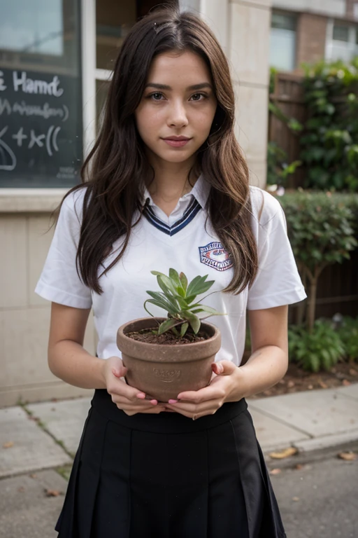 Girl with animated school planter