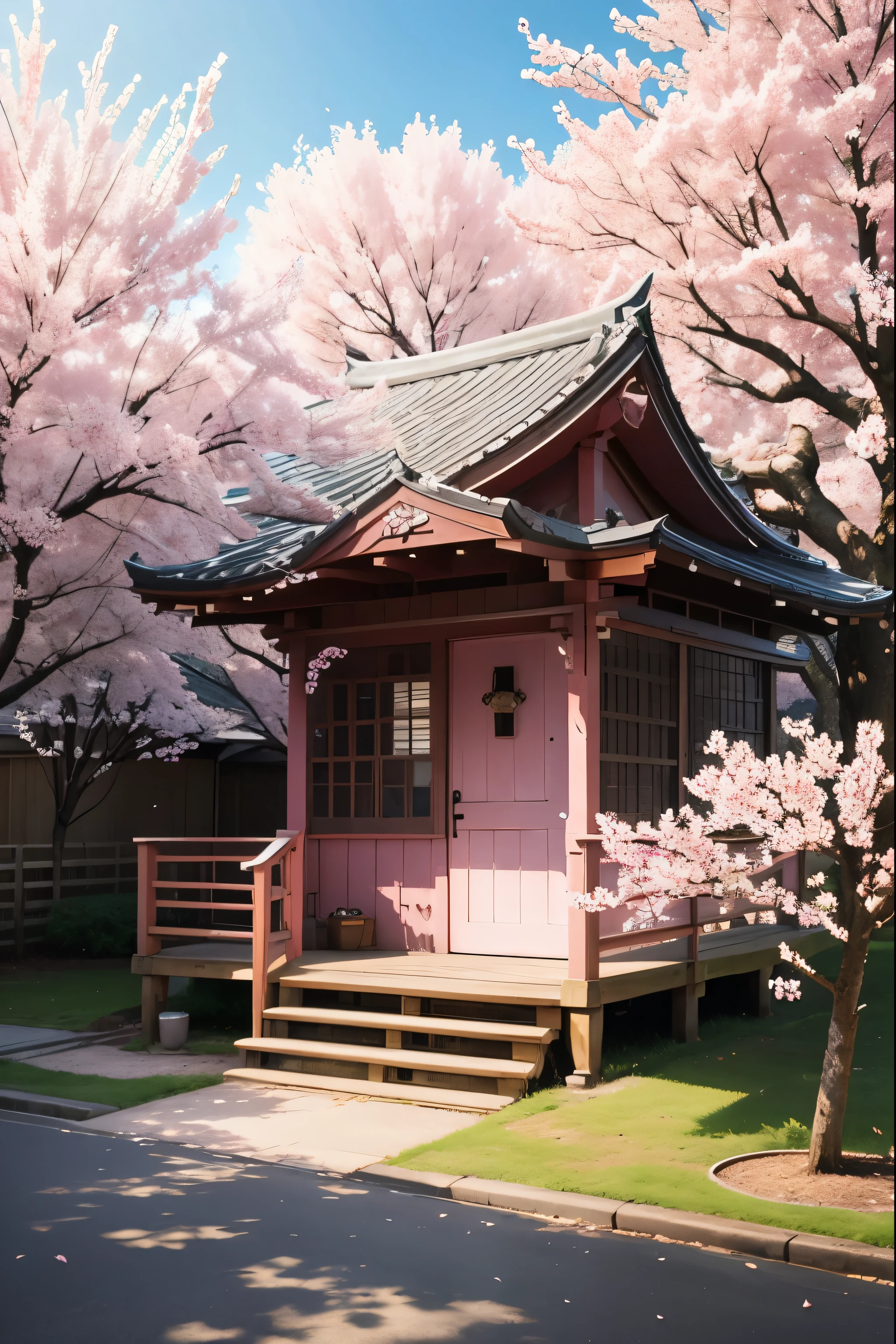 Cherry blossom scene,Pink,Scene design