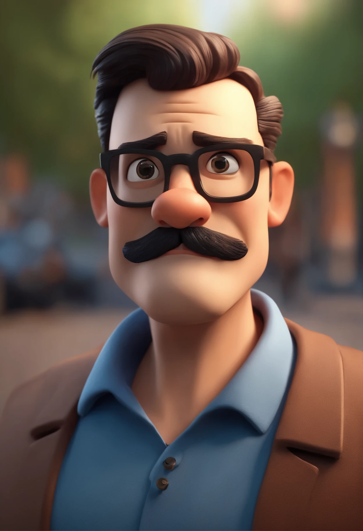 Cartoon character of a bald and bearded man with black glasses and a blue shirt, animation character, segurando uma biblia Caractere estilizado, animation style rendering, 3D estilizado, Arnold Maya rendering, Stylized 3D rendering, toon render screenshot, Personagem 3D, Personagem 3D, Stylized 3D rendering, 3D character rendering, personagem de desenho animado, Personagem de close up, Pose de personagem, (Estilo Pixar) (parte mestre:1.2) (Bokeh) (melhor qualidade) (pele detalhada) (textura detalhada) (8K) (argila) (cinematic lighting) (sharp focus