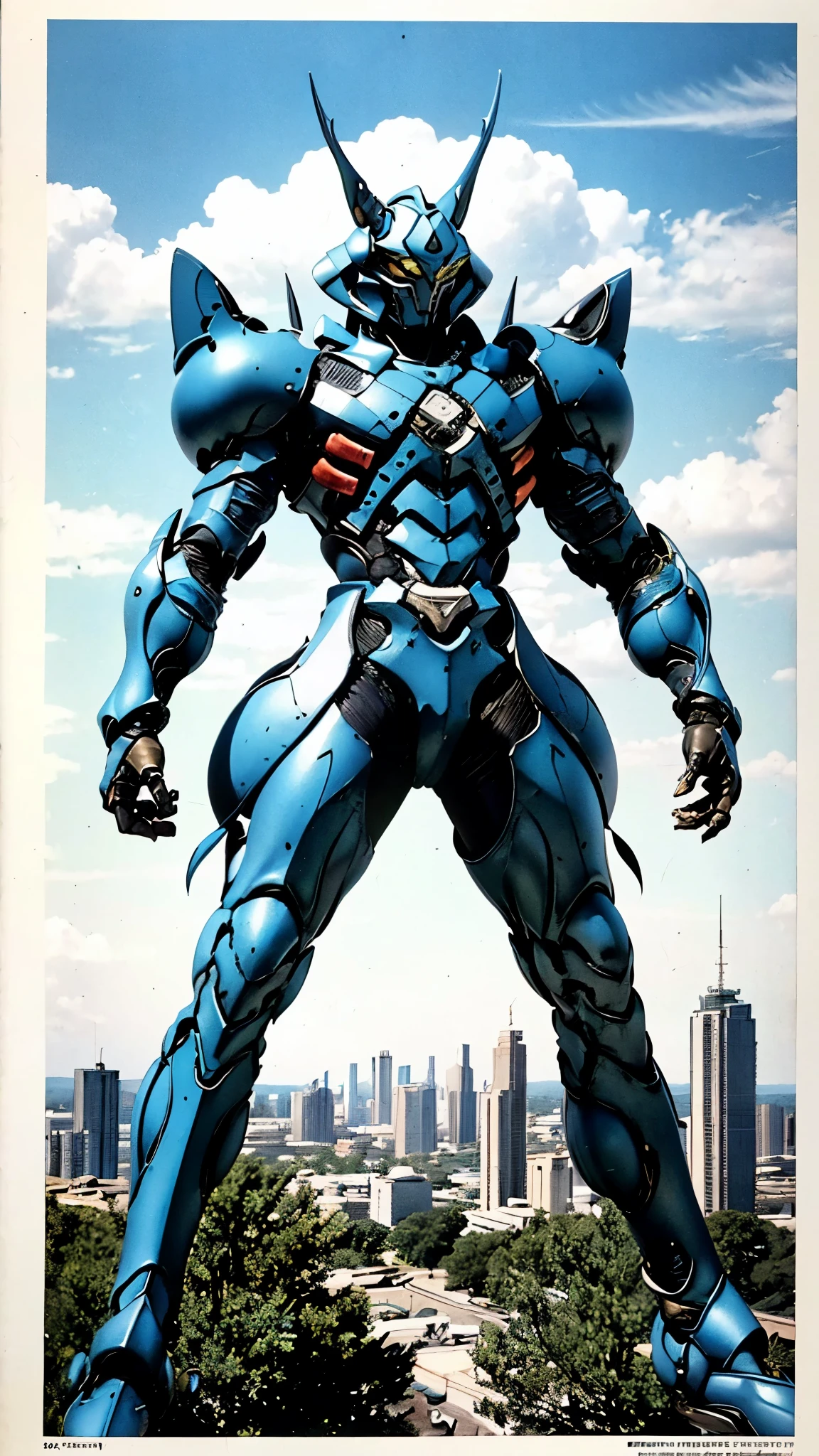 A man wearing a full-face helmet, a fantasy-style biotech armored combat suit, green eyes, (a composite layered chest armor), fully enclosed shoulder guards, matching arm and leg guards, the belt is adorned with fangs biting into gemstone, (the color scheme is primarily white with red and blue accents), the design balances heavy with agility, a high-tech bio-mecha armor, (Armor Concept Inspired by cobra, stand on the top of a skyscraper in a futuristic sci-fi city), this character embodies a finely crafted fantasy-surreal style armored hero in anime style, exquisite and mature manga art style, (battle damage, element, plasma, energy, the armor glows), ((furrycobra:1.2, male:1.5)), metallic, real texture material, dramatic, high definition, best quality, highres, ultra-detailed, ultra-fine painting, extremely delicate, professional, perfect body proportions, golden ratio, anatomically correct, symmetrical face, extremely detailed eyes and face, high quality eyes, creativity, RAW photo, UHD, 32k, Natural light, cinematic lighting, masterpiece-anatomy-perfect, masterpiece:1.5