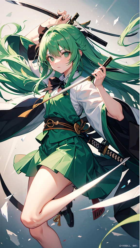 Highest quality I have long hair Konpaku Youmu Odd Eye Holding a knife and a Japanese sword