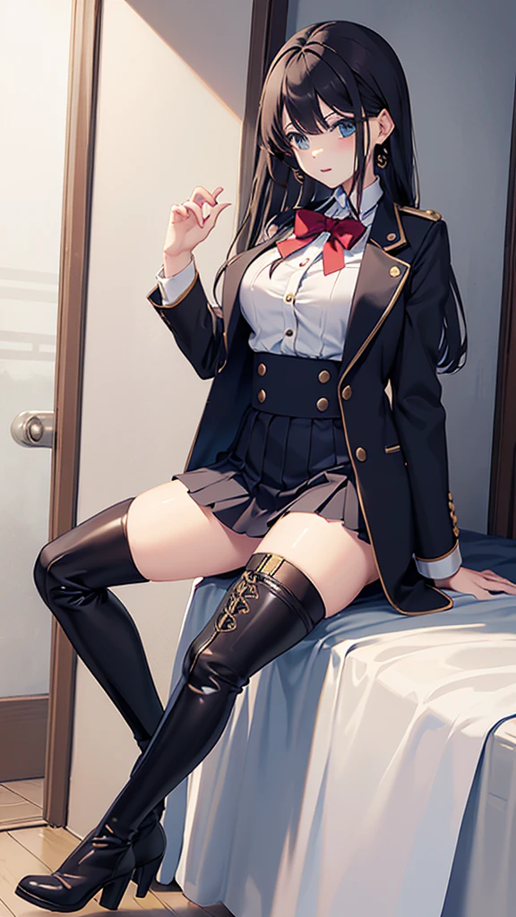 Knee-high boots school uniform woman
