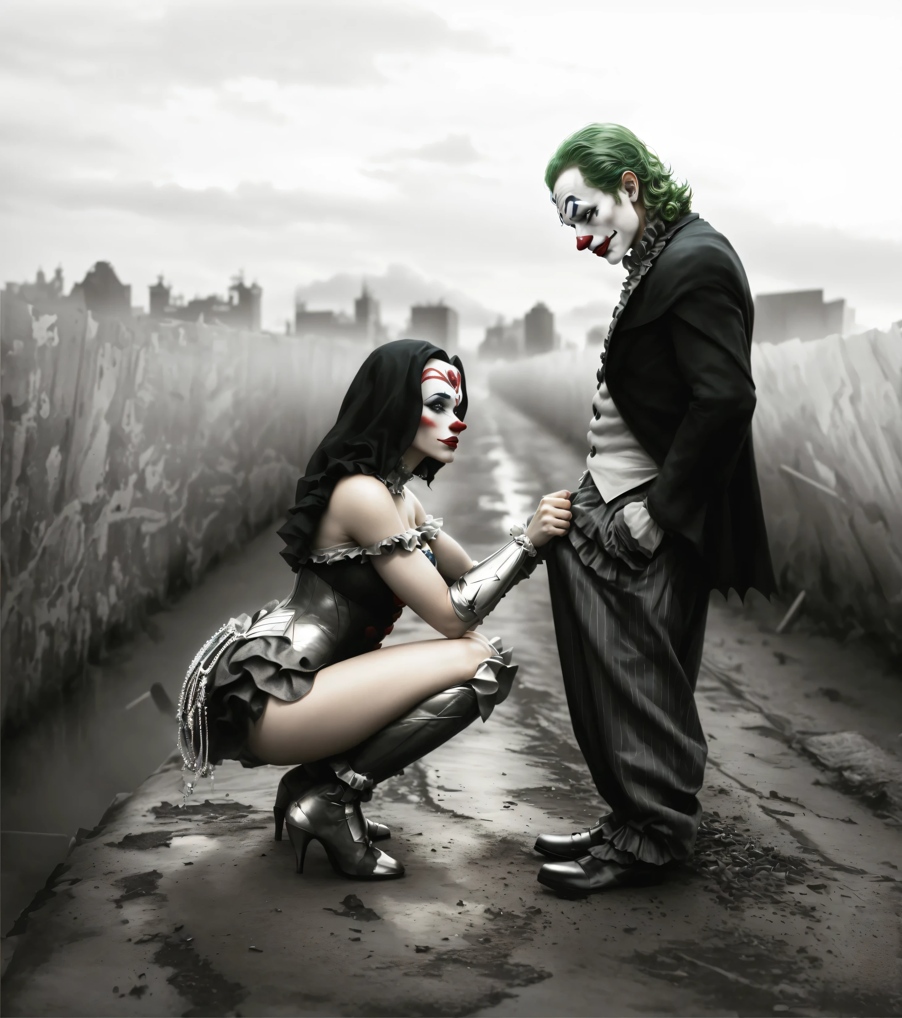 Batman e Maravilha, kissing the clown, clown, as the clown, photo manipulation, de arte, jerma985 as the clown, tumblr, the clown, cena maravilhosa, emma watson as the clown