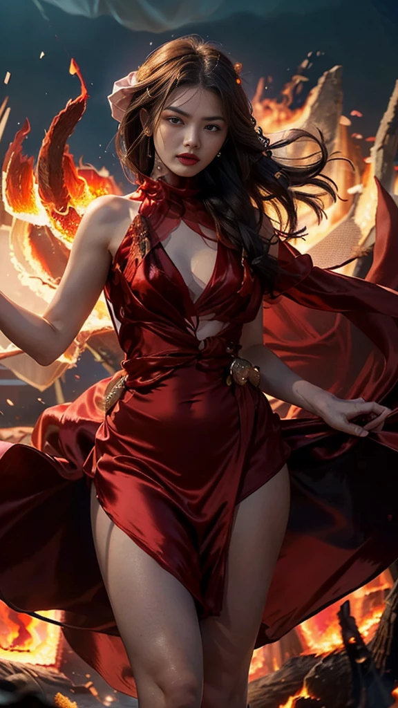 Beautiful female vampire、1 girl、((Delicate face、Detailed eyes and face、double eyelid、Glossy lips))、Dark brown updo、(Vampire Fangs:1.2)、Vampire Clothing、Cape、Highly detailed costume、Sharp Eyes、(Dripping Blood、I want blood:1.1)、Mature adult woman、Slim Waist、Sharp long legs、((8K,highest quality, masterpiece、Ultra-high resolution))、Portrait, High-definition skin texture、night、Starry Sky、Aurora、Realistic、Official Art、Ultra-realistic、Dramatic lighting