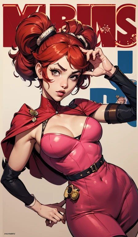 1girl, background, blush, red hair, big breasts, tomboy, one short pigtail, nighttime, hot breath, open mouth, dimmed lighting, standing, city, big ass, wide hips, toned body, wearing slutty prostitute outfit, micro skirt, midriff, prostitute, purple eyeshadow, (detailed fingers), thong peek, corset, cleavage, ass, no bra, 5 fingers, pussy, cameltoe, pussy showing