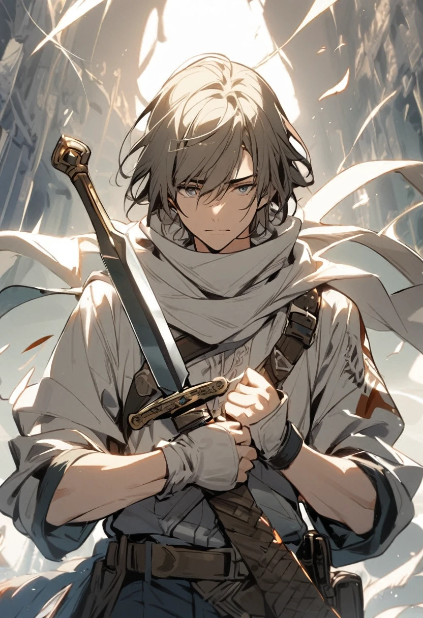 1boy whit a sword in him hands