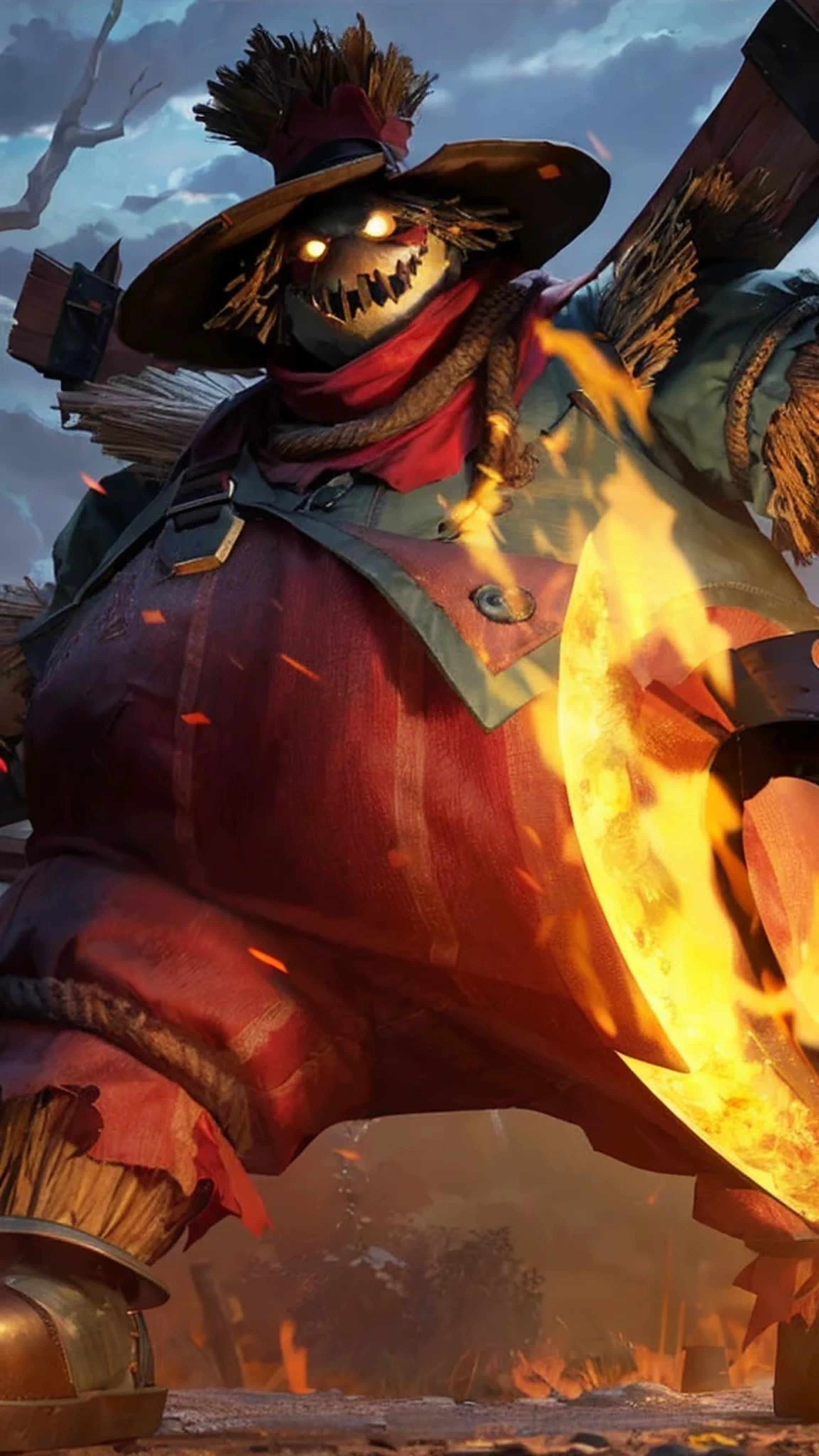 masterpiece, ((perfect eyes)) best quality, (semirealism:1.9), beautiful lighting, (extremely detailed CG unity 4k fhd wallpaper), High Detail, Sharp focus, dramatic outdoors ,1 guy with a scarecrow costume