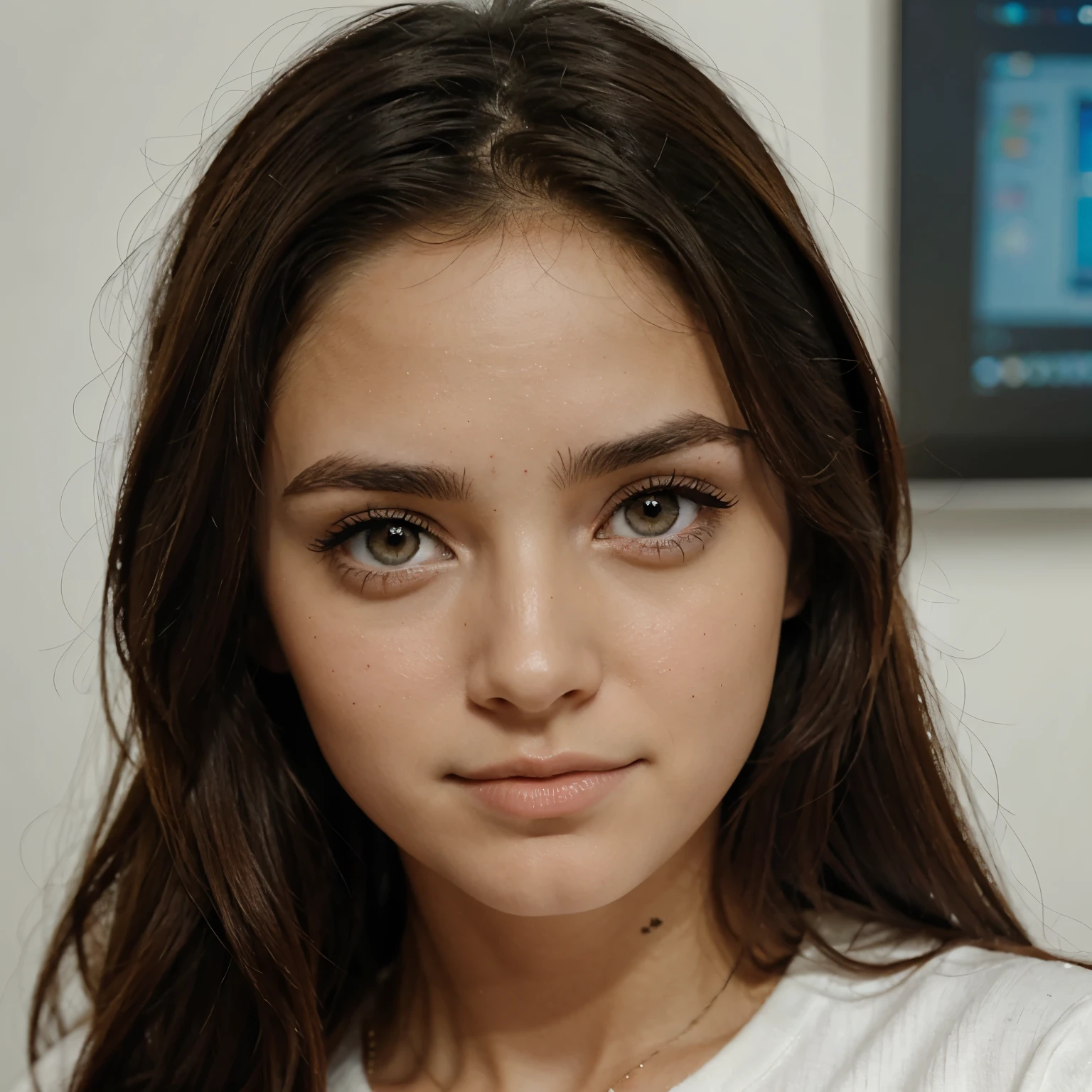 Computadora con ojos redondos y bonitos dibujo animado