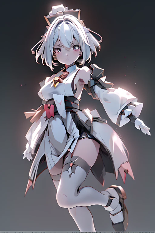 (highest quality)), ((masterpiece)), (Very detailed: 1.3), 3D, {(Young girl)}, Wearing a white frilly Gothic Lolita outfit, (She is fused with a Gundam mecha from the future....), With headgear, With V-fin , Armored Shoulders,Armament, Armor at the feet, Multi-layer texture perfect ratio, Octane Rendering, Duotone Lighting, Low ISO, wide aperture, White balance, Three-part method, Ultra HD 16k, High resolution (High Dynamic Range), Ray Tracing, NVIDIA, Super Resolution, Scattered beneath the surface of the water, PBR Texturing, Post-processing, Anisotropic Filtering, Written boundary depth, Maximum clarity and sharpness, Highly efficient subpixels, Subpixel Convolution, Particles of light, Scattered Light, Tyndall effect, whole body:1.5, Combat pose, cute, (cute:1.2), (Bobcut:1.3),Braiding, Black Hair, Thick eyebrows, Pale-colored iris, big, Bright black eyes, Long eyelashes, small, Bright colors, Natural lips, (The average face of a Japanese idol), (日本人特有のBaby Face:1.3), (Baby Face), Wide forehead:1.2, Plump Cheeks, small jaw, Visible side boob, (Has a huge weapon:1.5), fly in the sky、Ascending flight,View your audience,Focus on the eyes , (Four perfect fingers, One thumb),