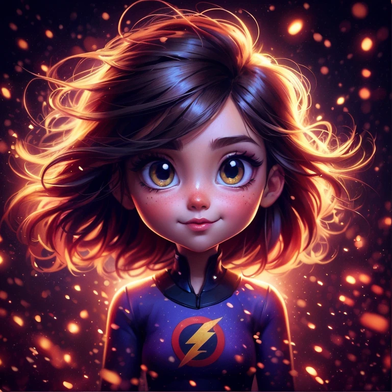 um close de uma garota de desenho animado com um raio no peito, adorable digital painting, artgerm e atey ghailan, arte digital detalhada fofa, stunning digital illustration, arte  em artstation, wojtek fus, arte de pintura digital dos desenhos animados, pintura digital de desenho animado, epic digital art illustration, fanart oficial behance hd, superhero portrait, epic portrait illustration