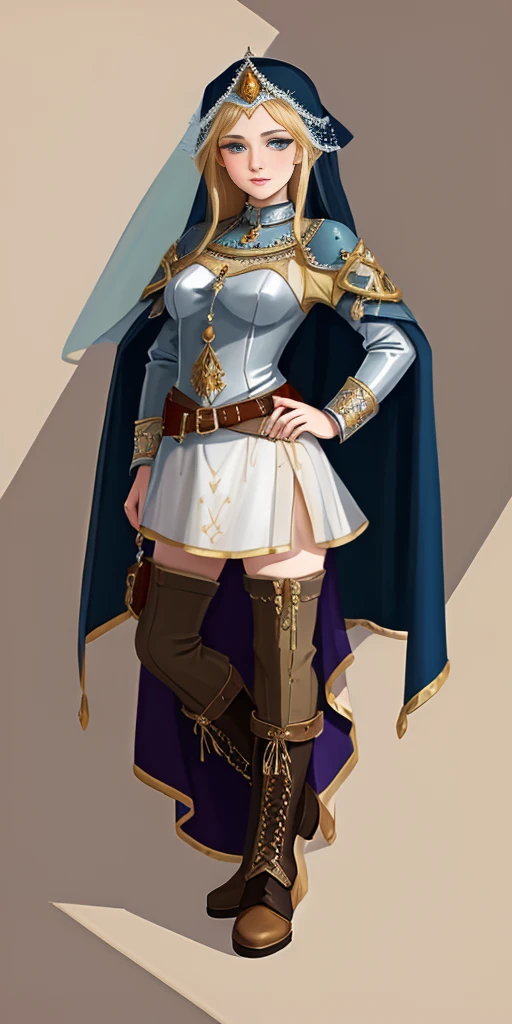 ((white background)) full body of a woman in a dress with a veil, feet together, standing feet together, military boots, beautiful fantasy maiden slave warrior, beautiful fantasy art portrait, fantasy Victorian art, medieval fantasy art, beautiful and elegant queen, portrait of queen of light, fantasy portrait art, gothic fantasy art, a beautiful fantasy empress, hands on hips