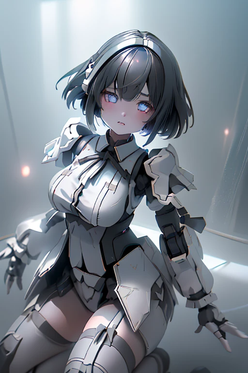 (highest quality)), ((masterpiece)), (Very detailed: 1.3), 3D, {(Young girl)}, Wearing a white frilly Gothic ****ta outfit, (She is fused with a Gundam mecha from the future....), With headgear, With V-fin , Armored Shoulders,Armament, Armor at the feet, Multi-layer texture perfect ratio, Octane Rendering, Duotone Lighting, Low ISO, wide aperture, White balance, Three-part method, Ultra HD 16k, High resolution (High Dynamic Range), Ray Tracing, NVIDIA, Super Resolution, Scattered beneath the surface of the water, PBR Texturing, Post-processing, Anisotropic Filtering, Written boundary depth, Maximum clarity and sharpness, Highly efficient subpixels, Subpixel Convolution, Particles of light, Scattered Light, Tyndall effect, whole body:1.5, Combat pose, cute, (cute:1.2), (Bobcut:1.3),Braiding, Black Hair, Thick eyebrows, Pale-colored iris, big, Bright black eyes, Long eyelashes, small, Bright colors, Natural lips, (The average face of a Japanese idol), (日本人特有のBaby Face:1.3), (Baby Face), Wide forehead:1.2, Plump Cheeks, small jaw, Visible side boob, (Has a huge weapon:1.5), fly in the sky、Ascending flight,View your audience,Focus on the eyes , (Four perfect fingers, One thumb),