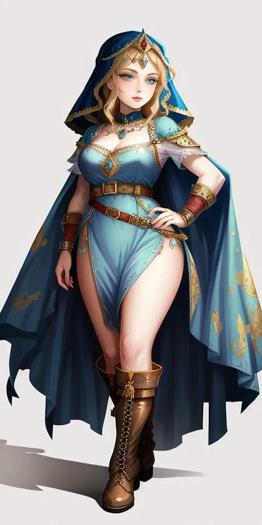 ((white background)) full body of a woman in a dress with a veil, feet together, standing feet together, military boots, beautiful fantasy maiden slave warrior, beautiful fantasy art portrait, fantasy Victorian art, medieval fantasy art, beautiful and elegant queen, portrait of queen of light, fantasy portrait art, gothic fantasy art, a beautiful fantasy empress, hands on hips