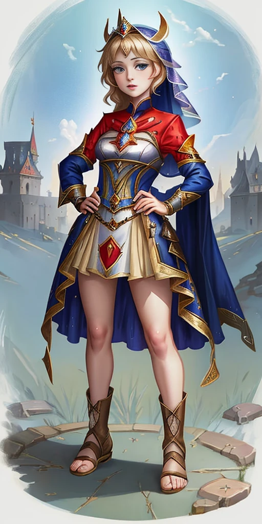 ((white background)) full body of a woman in a dress with a veil, feet together, standing feet together, military boots, beautiful fantasy maiden slave warrior, beautiful fantasy art portrait, fantasy Victorian art, medieval fantasy art, beautiful and elegant queen, portrait of queen of light, fantasy portrait art, gothic fantasy art, a beautiful fantasy empress, hands on hips