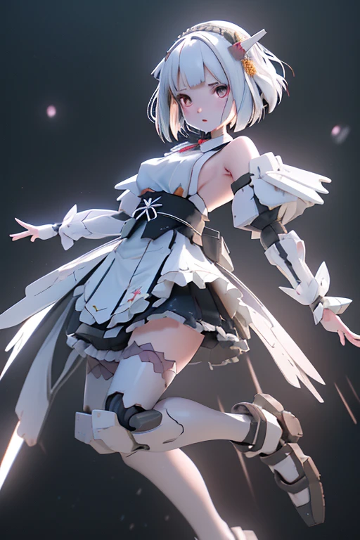 (highest quality)), ((masterpiece)), (Very detailed: 1.3), 3D, {(Young girl)}, Wearing a white frilly Gothic ****ta outfit, (She is fused with a Gundam mecha from the future....), With headgear, With V-fin , Armored Shoulders,Armament, Armor at the feet, Multi-layer texture perfect ratio, Octane Rendering, Duotone Lighting, Low ISO, wide aperture, White balance, Three-part method, Ultra HD 16k, High resolution (High Dynamic Range), Ray Tracing, NVIDIA, Super Resolution, Scattered beneath the surface of the water, PBR Texturing, Post-processing, Anisotropic Filtering, Written boundary depth, Maximum clarity and sharpness, Highly efficient subpixels, Subpixel Convolution, Particles of light, Scattered Light, Tyndall effect, whole body:1.5, Combat pose, cute, (cute:1.2), (Bobcut:1.3),Braiding, Black Hair, Thick eyebrows, Pale-colored iris, big, Bright black eyes, Long eyelashes, small, Bright colors, Natural lips, (The average face of a Japanese idol), (日本人特有のBaby Face:1.3), (Baby Face), Wide forehead:1.2, Plump Cheeks, small jaw, Visible side boob, (Has a huge weapon:1.5), fly in the sky、Ascending flight,View your audience,Focus on the eyes , (Four perfect fingers, One thumb),