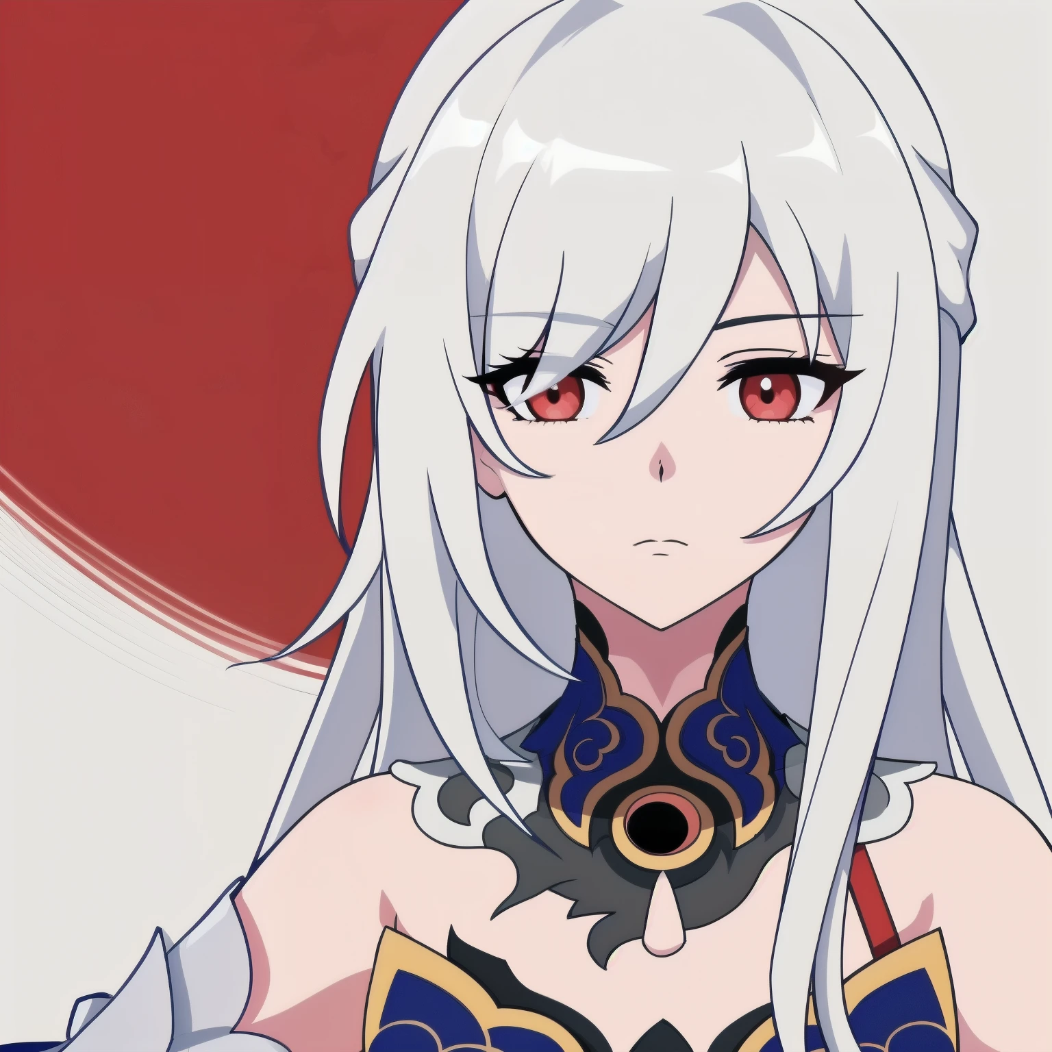 anime girl, solemn expression, white hair, red eyes, shirt, jing liu, honkai star rail, 1girl, masterpiece, (beautiful and aesthetic:1. 5), thick black lineart, clean lineart, perfect lineart, variable lineart, thick lineart, clean anime outlines, intense line art, bold lineart, sharp lineart, heavy lineart, line art, best quality, high quality, high details, super detail, anatomically correct, best quality, ultra-detailed, colourful, saturated colours, dynamic lighting, HD,