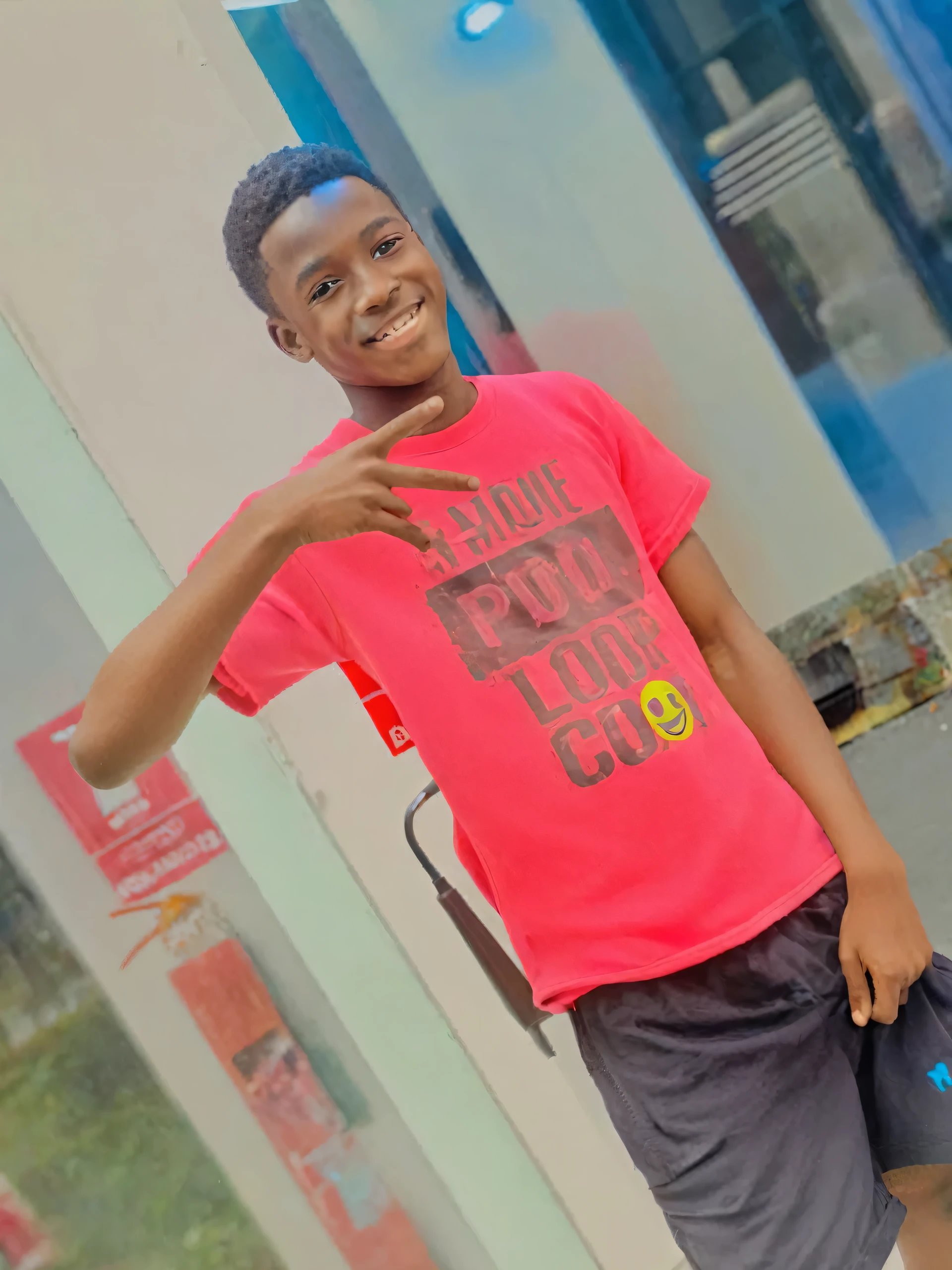 A dark skin African male, at the age of 17 years, looking cute and handsome, detailed skin and hair, smiling against the camera, wearing hoodies jacket, realistic photo,4k realistic, photo realistic XL, high quality,all part of the body must be detailed,best quality