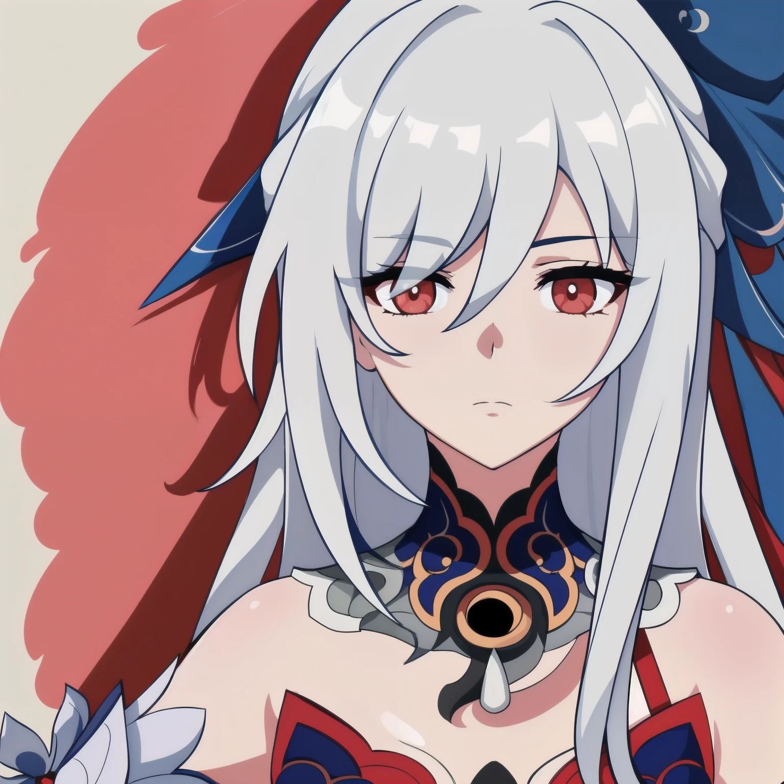 anime girl, solemn expression, blueish white hair, red eyes, black clothes, jing liu, honkai star rail, 1girl, masterpiece, (beautiful and aesthetic:1. 5), thick black lineart, clean lineart, perfect lineart, variable lineart, thick lineart, clean anime outlines, intense line art, bold lineart, sharp lineart, heavy lineart, line art, best quality, high quality, high details, super detail, anatomically correct, best quality, ultra-detailed, colourful, saturated colours, dynamic lighting, HD,