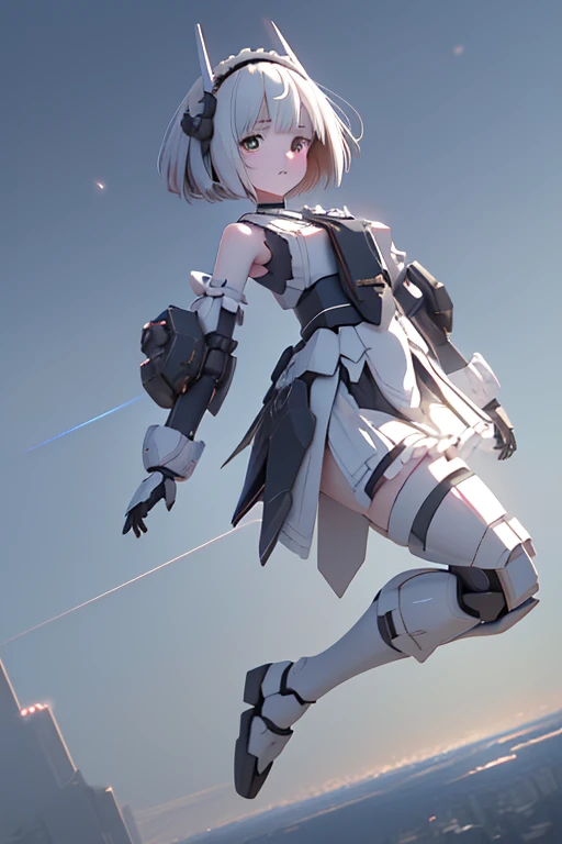 (highest quality)), ((masterpiece)), (Very detailed: 1.3), 3D, {(Young girl)}, Wearing a white frilly Gothic ****ta outfit, (She is fused with a Gundam mecha from the future....), With headgear, With V-fin , Armored Shoulders,Armament, Armor at the feet, Multi-layer texture perfect ratio, Octane Rendering, Duotone Lighting, Low ISO, wide aperture, White balance, Three-part method, Ultra HD 16k, High resolution (High Dynamic Range), Ray Tracing, NVIDIA, Super Resolution, Scattered beneath the surface of the water, PBR Texturing, Post-processing, Anisotropic Filtering, Written boundary depth, Maximum clarity and sharpness, Highly efficient subpixels, Subpixel Convolution, Particles of light, Scattered Light, Tyndall effect, whole body:1.5, Combat pose, cute, (cute:1.2), (Bobcut:1.3),Braiding, Black Hair, Thick eyebrows, Pale-colored iris, big, Bright black eyes, Long eyelashes, small, Bright colors, Natural lips, (The average face of a Japanese idol), (日本人特有のBaby Face:1.3), (Baby Face), Wide forehead:1.2, Plump Cheeks, small jaw, Visible side boob, (Has a huge weapon:1.5), fly in the sky、((((Flying high in the sky)))),View your audience,Focus on the eyes , (Four perfect fingers, One thumb),