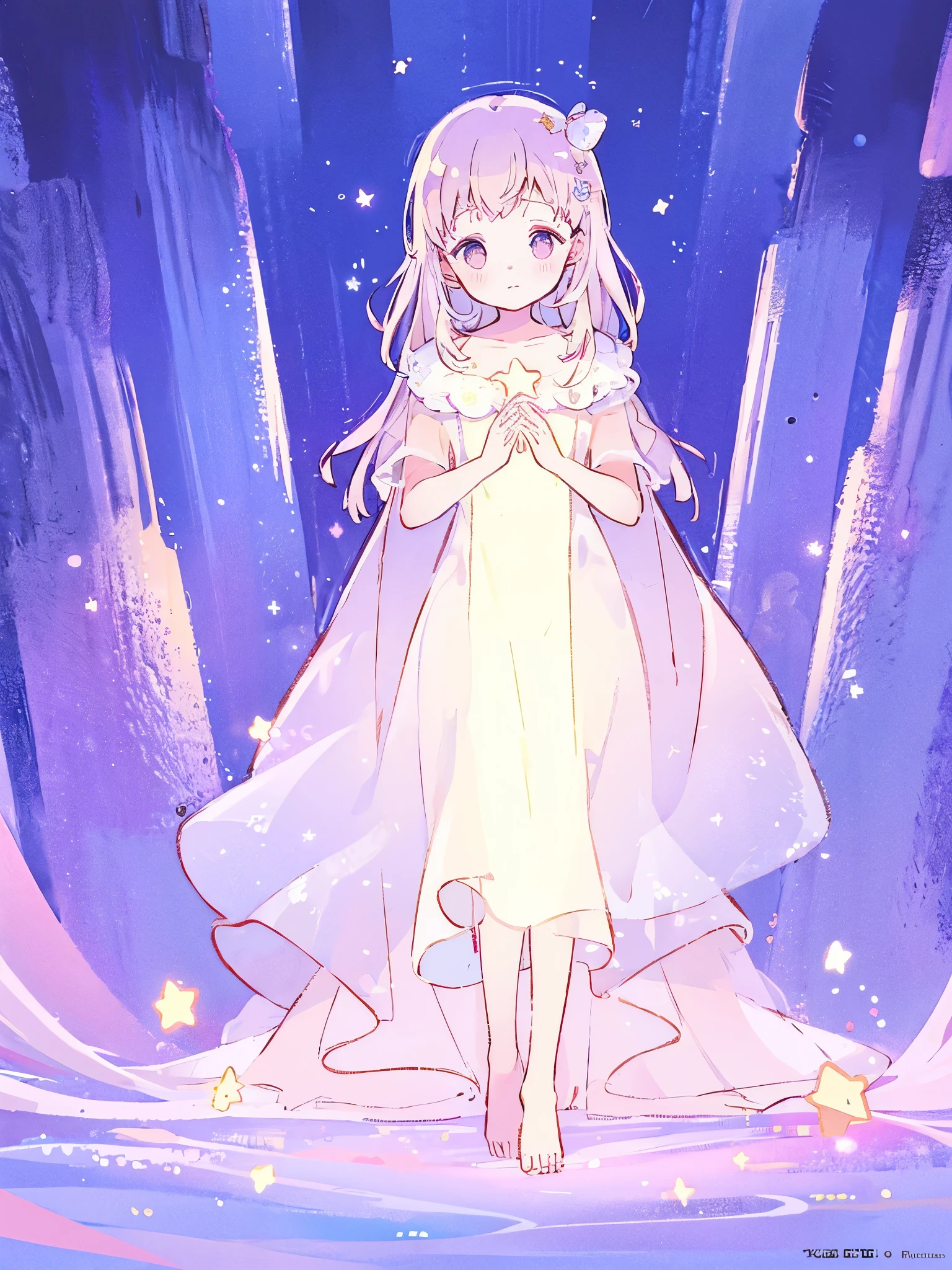 complex background, wishing star background, a woman wearing an ethereal mystical pink translucent dress that reflects the stars, perfume promo art, mystic, complex drawing, highly detailed, Covergirl brand, promo art, artistic rendition, ethereal, starry night, midjourney style