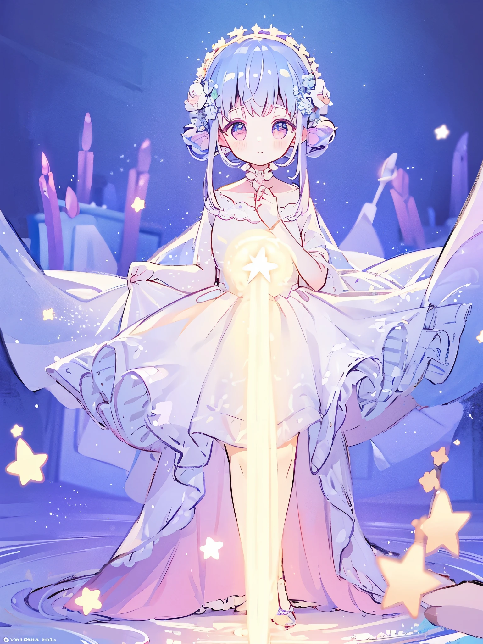 complex background, wishing star background, a woman wearing an ethereal mystical pink translucent dress that reflects the stars, perfume promo art, mystic, complex drawing, highly detailed, Covergirl brand, promo art, artistic rendition, ethereal, starry night, midjourney style