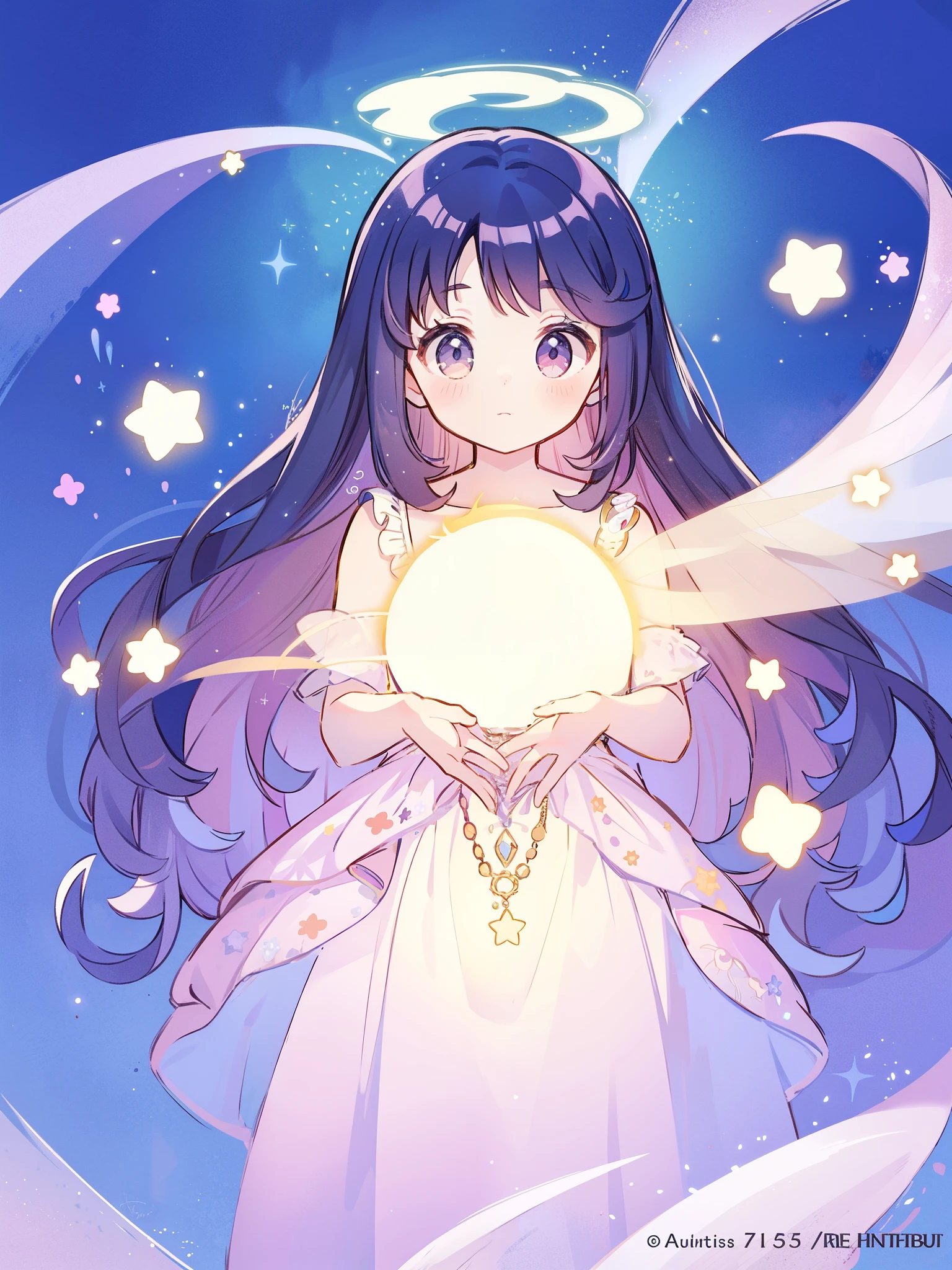 complex background, wishing star background, a woman wearing an ethereal mystical pink translucent dress that reflects the stars, perfume promo art, mystic, complex drawing, highly detailed, Covergirl brand, promo art, artistic rendition, ethereal, starry night, midjourney style