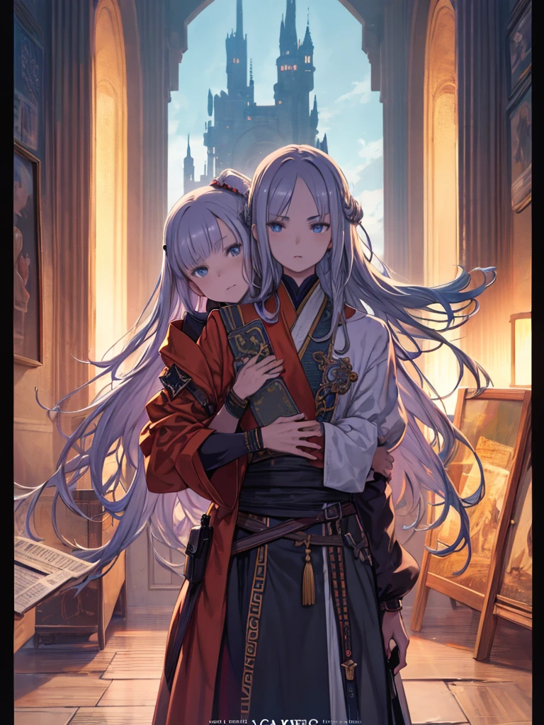 2 men、Highly detailed poster image of four characters, two of them female, ((Middle wind, RPG Character Classes)), 8K Ultra HD, Raw photo, Digital Painting, Super detailed, Golden Ratio
