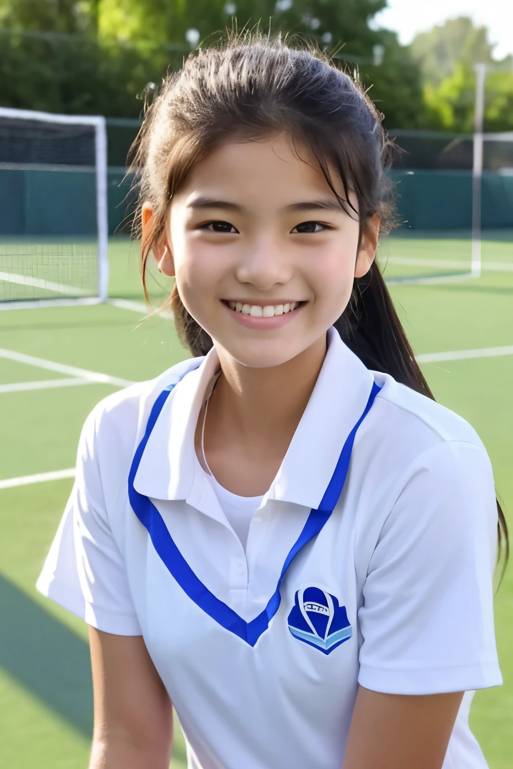 15 years old、tennis、smile、Bursting with youth、stare、Nice uniform、