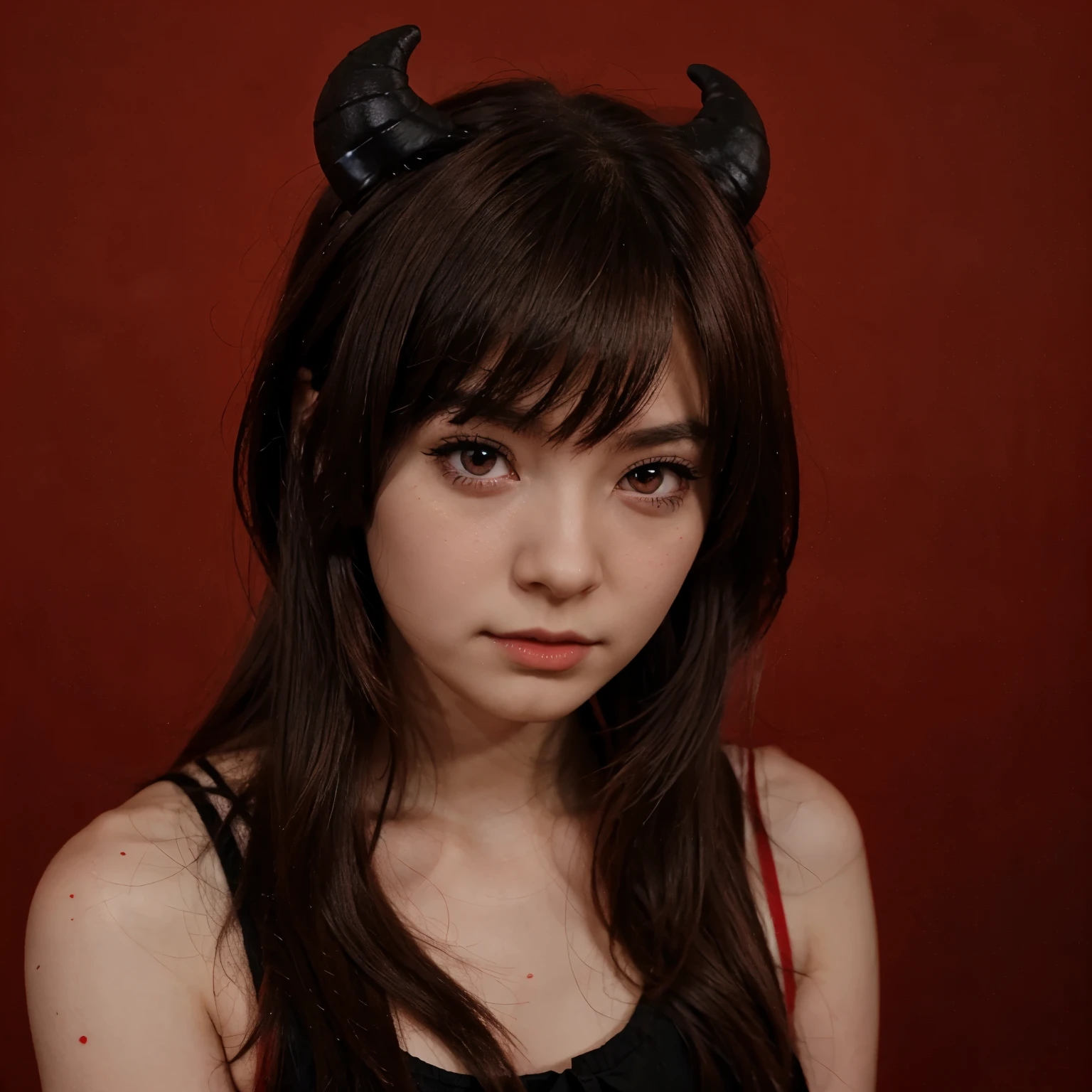 Demon girl with red background anime