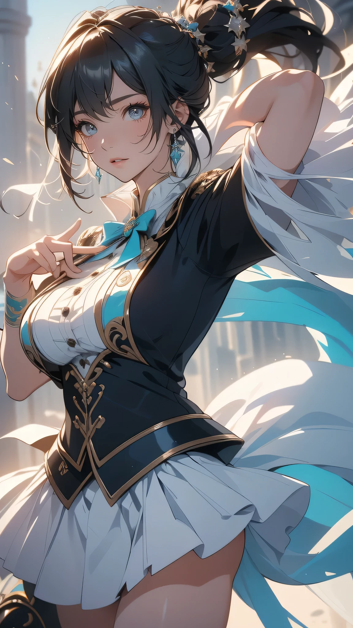 random Idol costume,sing,(Random Pose),(Thin type),(large breasts),(random hairstyle),(Highest image quality, (8K), Ultra-realistic, Best Quality, High quality, High Definition, high quality texture, high detailing, Beautiful detailed, fine detailed, extremely details CG, Detailed texture, realistic representation of face, masterpiece, presence)