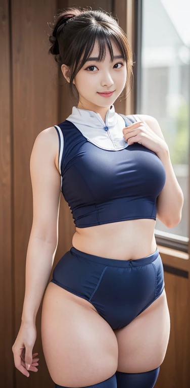 Heisei era、School-issued thick white gym clothes and navy blue bloomers、Camel Toe、Big Tits、Blonde、Short Hair、The ultimate sexual climax、Most beautiful、The most beautiful skin、White semen drips onto the thick navy blue bloomers she is wearing.