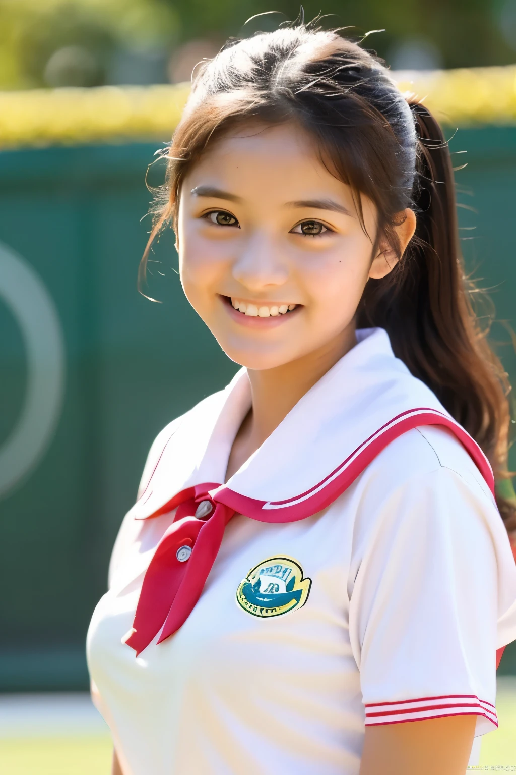 15 years old、tennis、smile、目のbeautifulな子、Big Eyes、Charm、beautiful、Nice uniform、