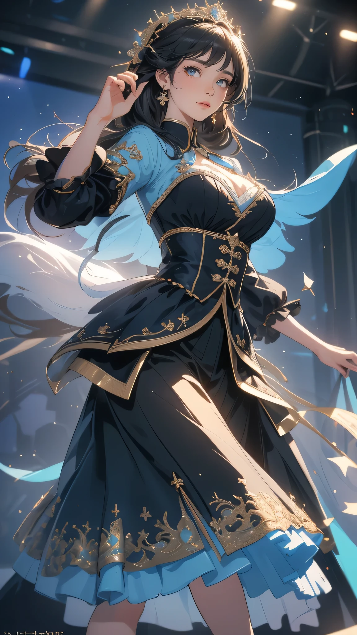 random Idol costume,(sing:1.2),(Random Pose),(Thin type),(large breasts),(random hairstyle),(Highest image quality, (8K), Ultra-realistic, Best Quality, High quality, High Definition, high quality texture, high detailing, Beautiful detailed, fine detailed, extremely details CG, Detailed texture, realistic representation of face, masterpiece, presence)