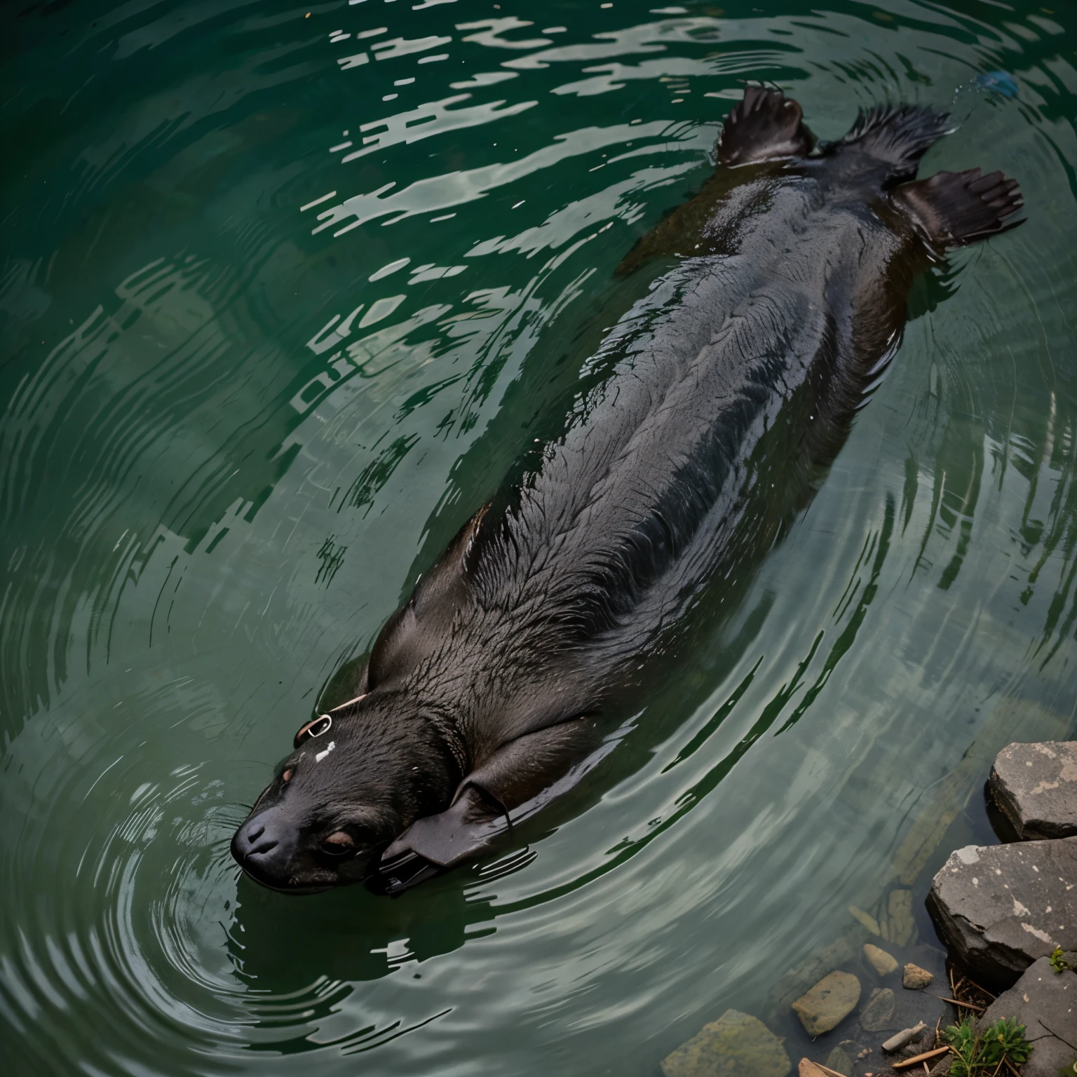 A platypus swimming