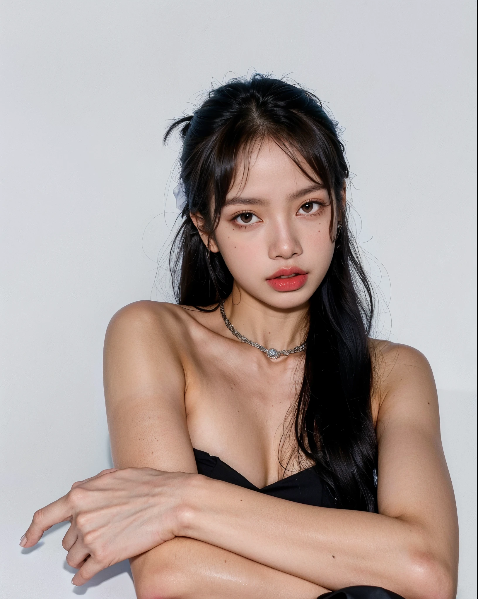 (best quality,4k,8k,highres,masterpiece:1.2),ultra-detailed,(realistic,photorealistic,photo-realistic:1.37),beautiful detailed face, mesmerizing eyes, luscious lips, flawless complexion, stunning makeup, long eyelashes, perfect eyebrows, radiant smile, chic hairstyle, elegant fashion style, confident pose, trendy accessories, vibrant background, professional studio lighting, bokeh effect, colorful palette, dynamic composition