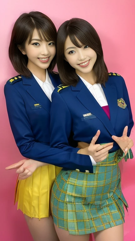 Two naughty young women in uniform posing for a photo, Seifuku, Two Japanese female students posing, Japanese School Uniform, JK Uniform, wear Japanese , Latex Costume，in blue and yellow clothes, sakimimichan, Ayami Kojima and Ryde Caldwell, Promotional Photos, Promotional Photosgraph, Japanese girls uniform, publicity photo, Promotional Photos, wear 