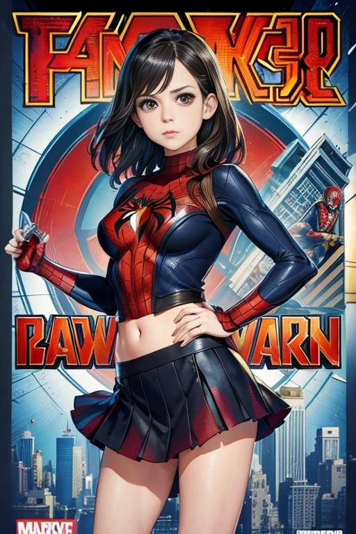 Rachel Bilson、Marvel Comics Movie Poster, Very beautiful, Movies about Spiderman, sexy, whole body, I'm wearing a skirt、Premiere date, Poster、belly buttonを突き出す、new york、She&#39;s wearing a torn Spider-Man suit,The suit is torn、Wearing a skirt、 Red and black color scheme,dynamic、masterpiece、highest quality、Ultra-detailed、Very detailed、A delicate and beautiful shine、超A high resolution、Cinematic,Break,Breakdrop,(Torn clothes:1.5), (Wet clothes:1.4), Bare shoulders,Real Rain,Wet Hair,belly button、Exposing Skin、Showing off her sexy shoulders