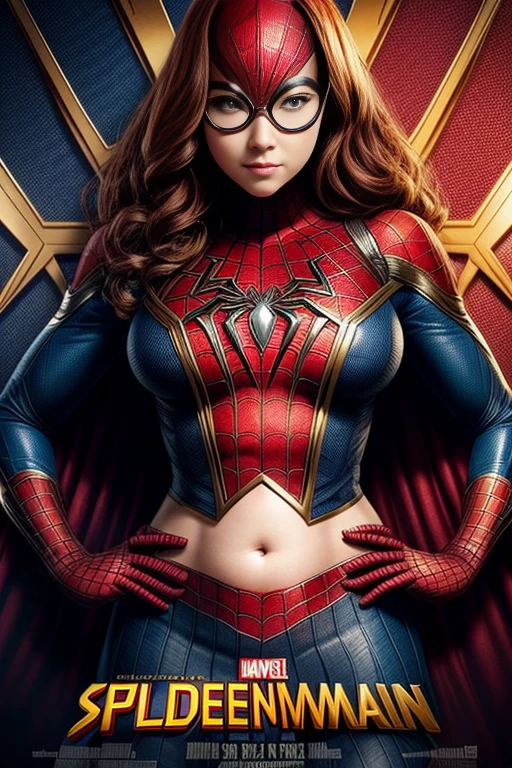 Kat Denningarvel Comics Movie Poster, Very beautiful, Movies about Spiderman, sexy, whole body, I'm wearing a skirt、Premiere date, Poster、belly buttonを突き出す、new york、She's wearing a torn Spider-Man suit,The suit is torn、Wearing a skirt、 Red and black color scheme,dynamic、masterpiece、highest quality、Ultra-detailed、Very detailed、A delicate and beautiful shine、超A high resolution、Cinematic,Break,Breakdrop,(Torn clothes:1.5), (Wet clothes:1.4), Bare shoulders,Real Rain,Wet Hair,belly button、Exposing Skin、Showing off her sexy shoulders