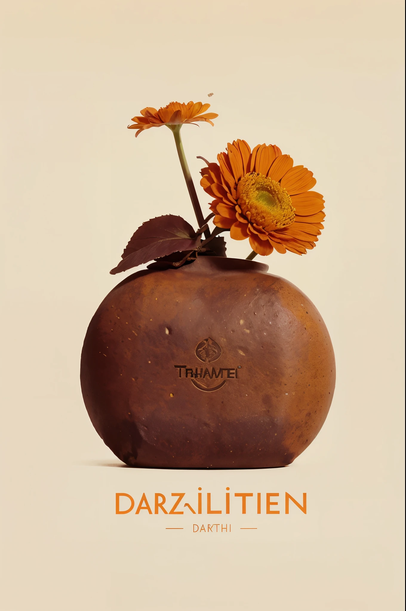 Anchan Blume mit den Farben Lila und Orange im Stil eines Logos und minimalistisch. Es soll dezent aber trotzdem Auffallend sein. Dazu drumherum einen wenig Akzente und dadrunter der Name: TeaTime.com